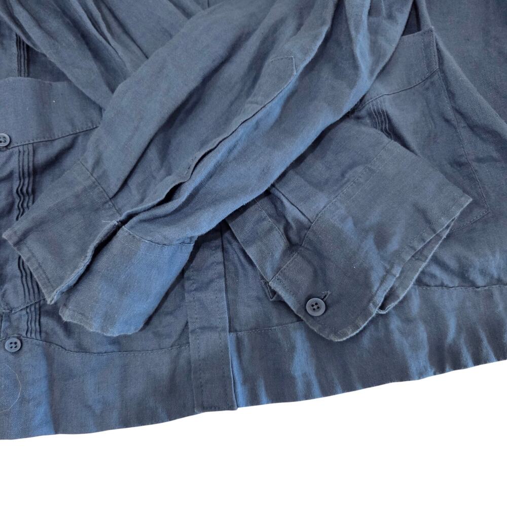 Men's Guayabera 4 Pocket 100% Linen Long Sleeve XL Shirt - Picture 8 of 8